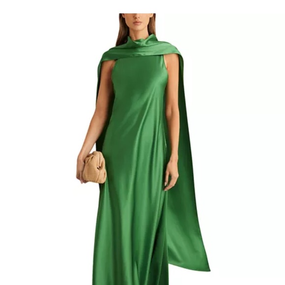 reiss green maxi dress Buy Reiss Green Fae Satin Cape Maxi Dress from Next USA
